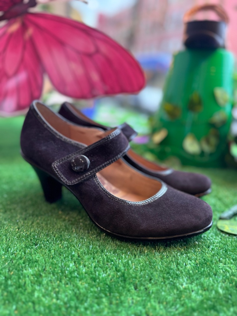 Sofft Dark Purple Suede Mary Jane Heels